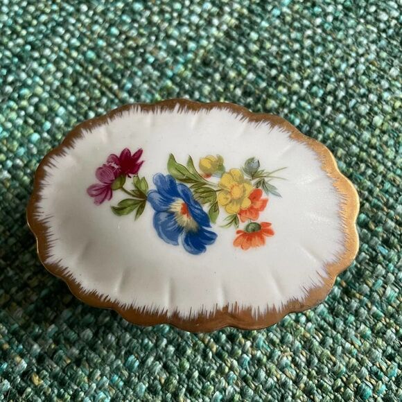 Vintage Japanese Lefton China Floral Trinket Box Jewelry Box - Picture 1 of 8